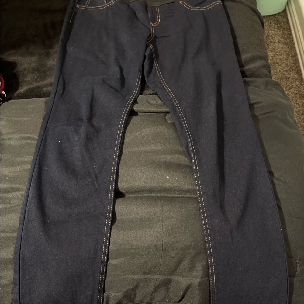 Maternity Dark Blue Jeans with Contrast Stitching